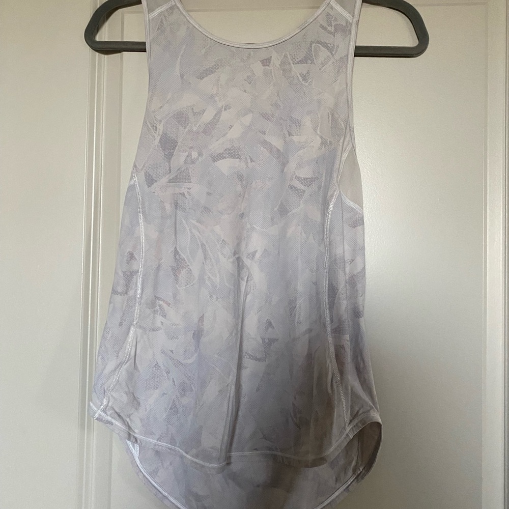 Lululemon Athletica Asymmetrical Gray and White Tank Top